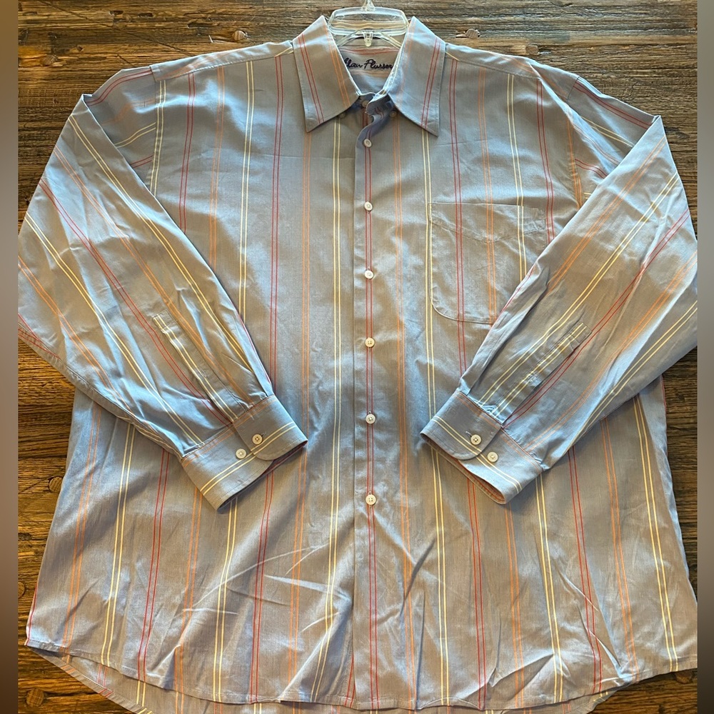 Alan Flusser Men’s Stripped Button Down Shirt. Size XL. Multi Color.